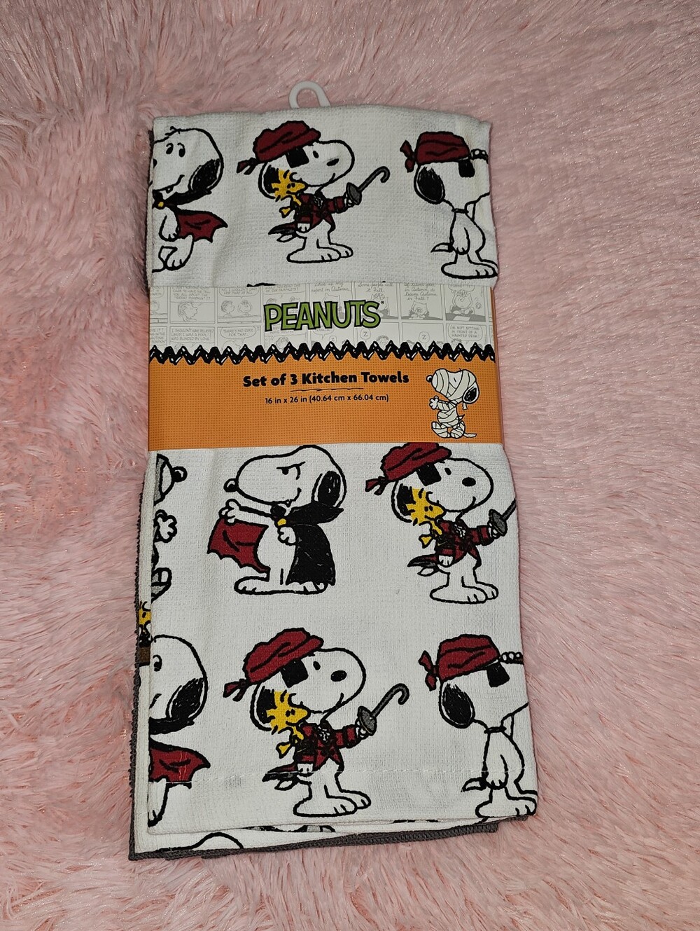 Peanuts 3 Pack Cotton Towels Halloween Fall Autumn Snoopy Woodstock Pirates New